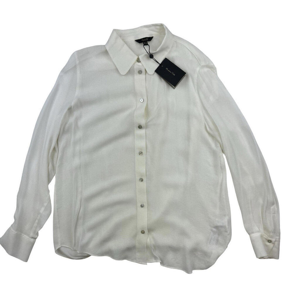 Massimo Dutti Button-Up Shirt Blouse Creme Size 6 US